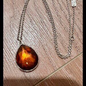 $595 Ippolita Sterling silver wonderland Amber teardrop large pendant necklace